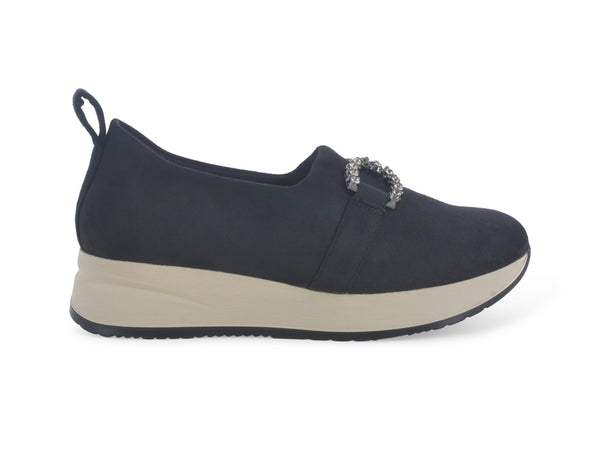 Melluso Scarpe Eleganti Slip-on Elasticizzate in Tessuto Nero R25075-227927